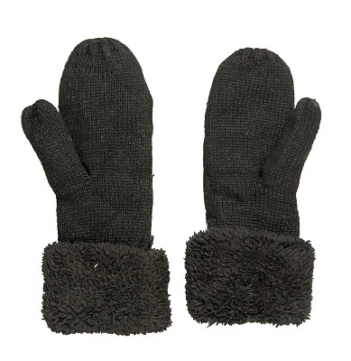 连指孤立在白色背景上。针织手套。连指手套顶视图。图片下载