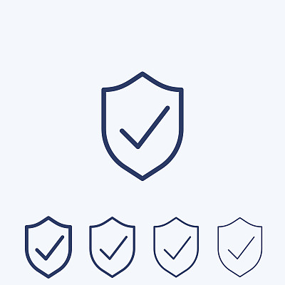 矢量屏蔽与检查标记线图标图片下载