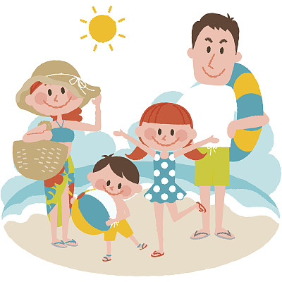 全家去海滨度假图片下载
