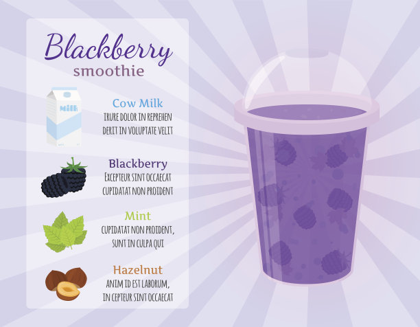 冰沙食谱-黑莓，排毒，牛奶，健康饮料。黑莓、花生、榛子图片下载