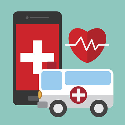 紧急情况叫救护车事故、医疗、医疗设计理念。矢量插图。图片下载