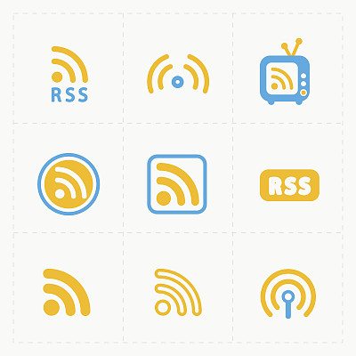 RSS标志图标，白色背景上的RSS订阅符号图片下载
