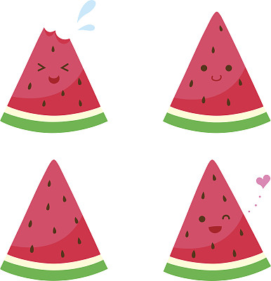 一组可爱的西瓜角色素材图片