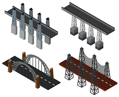 四种不同的桥梁设计图片下载