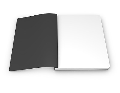 打开笔记本模型与空白页和黑色封面。图片下载