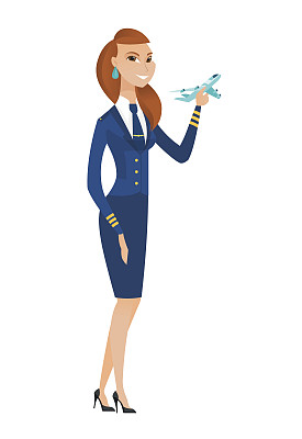 快乐的空姐与飞机模型图片下载
