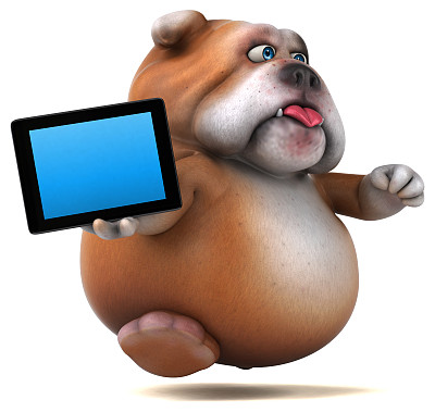 有趣的斗牛犬- 3D插图图片下载