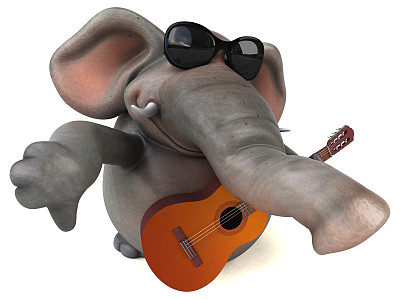 有趣的大象- 3D插图图片下载