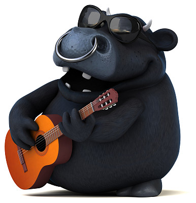 有趣的黑色公牛- 3D插图图片下载