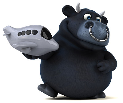 黑色公牛- 3D插图图片下载