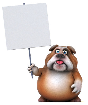 有趣的斗牛犬- 3D插图图片下载