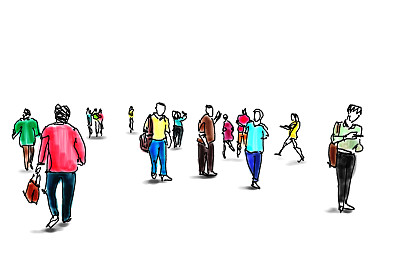 人物行走标记插图图片下载