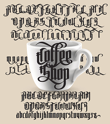 咖啡店哥特字体素材图片
