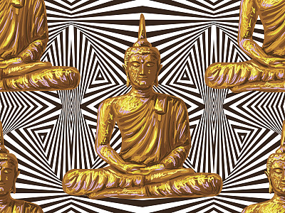 无缝复古嬉皮图案坐佛。泰国神，瑜伽禅。深奥的背景完美的壁纸，图案填充，网页，表面纹理，纺织品。印度佛教精神艺术图片下载