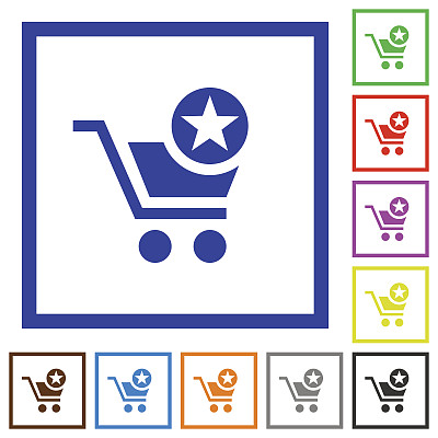 标记购物车项目平面框架图标图片下载