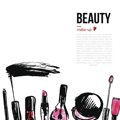 时尚化妆品背景与化妆对象。为你的文本。魅力女人的风格图片下载