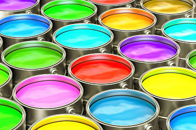 油漆罐特写背景。三维渲染图片下载