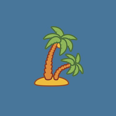 棕榈热带树木。岛图标图片下载