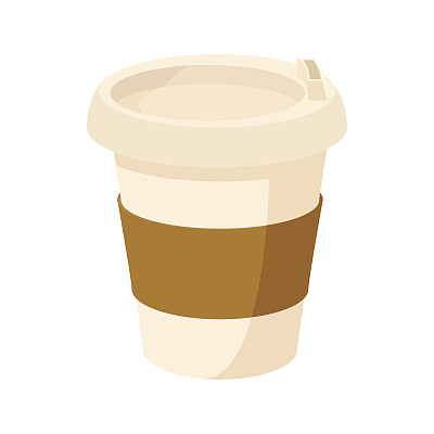 纸杯咖啡图标，卡通风格素材图片