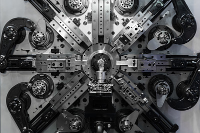 工业工厂的高精度汽车和工业弹簧制造设备。智能工业工厂概念。图片下载