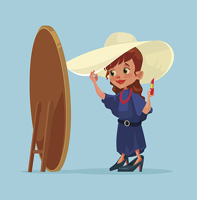 快乐微笑的小女孩角色在妈妈的衣服图片下载