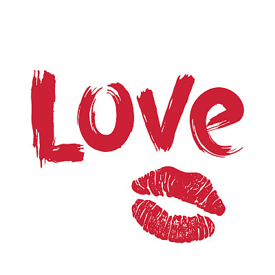 手绘的爱和口红之吻图片下载