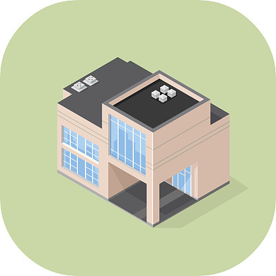 向量现代办公建筑图标。图片下载