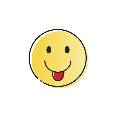 黄色微笑卡通脸积极的人的情绪显示舌头图标图片下载