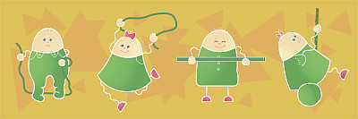 Сharacters的孩子们在操场上玩耍、微笑、跳绳、荡秋千。矢量孤立在白色背景图片，素描，涂鸦。图片下载