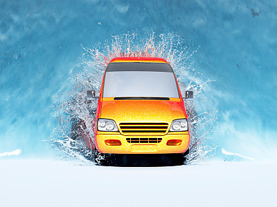 汽车在水中。图片下载