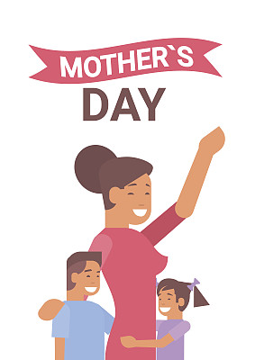 母亲节快乐，带孩子的女人，春节贺卡横幅图片下载