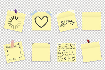 百万包黄色办公室纸贴纸与阴影隔离。矢量图图片下载