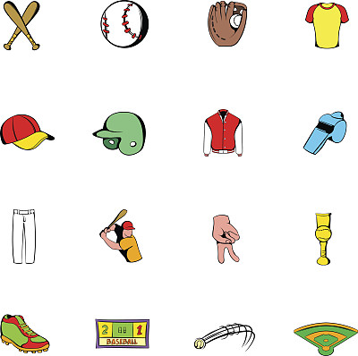 棒球图标套装卡通图片下载