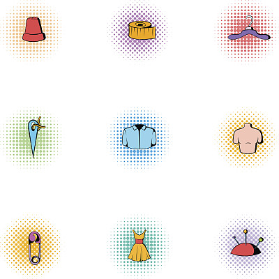 缝纫服装图标的工具，波普艺术风格图片下载