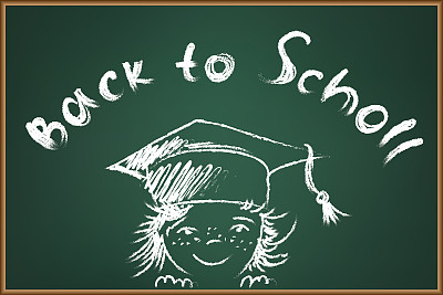 回到学校的插图绿色学校板图片下载