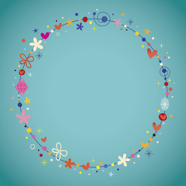 圆形框架与点和花图片下载