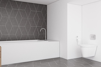 浴室有一面深灰色的墙图片下载