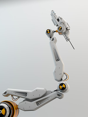 有危险标志的机器人手素材图片