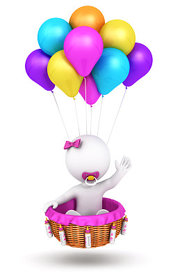 3d白人宝贝女孩飞图片下载