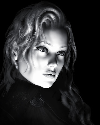 黑白美丽的女人插图图片下载