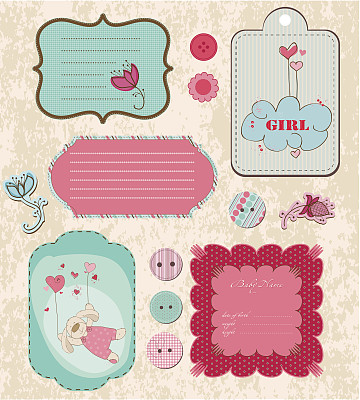 小女孩剪贴簿元素图片下载