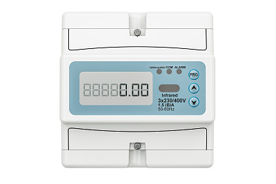 现代电表，3D渲染隔离在白色背景图片下载