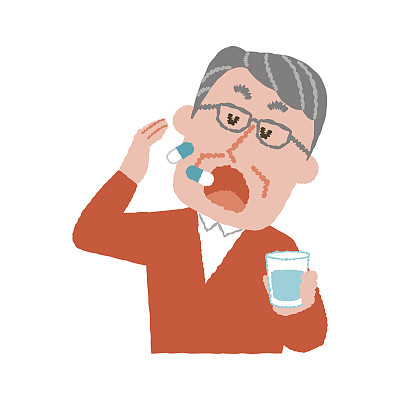 矢量插图的一个老人服用药物图片下载