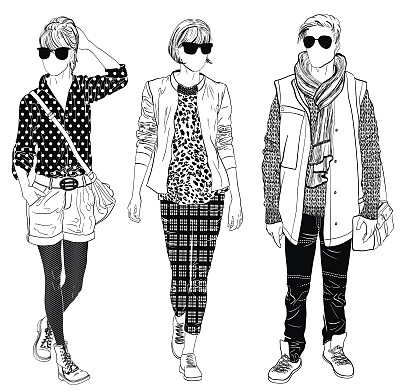 时尚的男女街头时尚图片下载