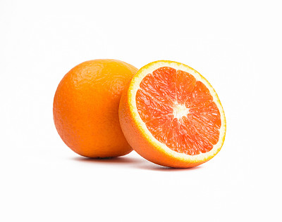 鲜血的特写，橙色孤立的白色背景图片下载