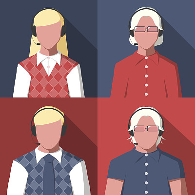 男性和女性的剪影呼叫中心接线员的头像图片图片下载