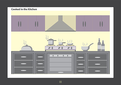在Led电视上烹饪的食物图片下载