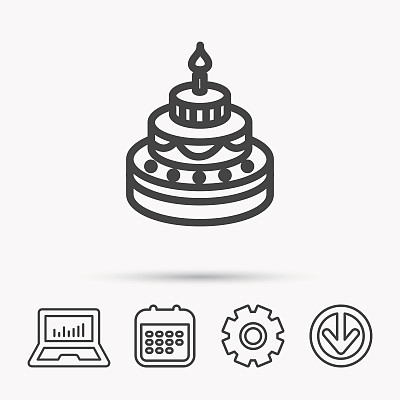 蛋糕图标，美味生日甜点标志图片下载