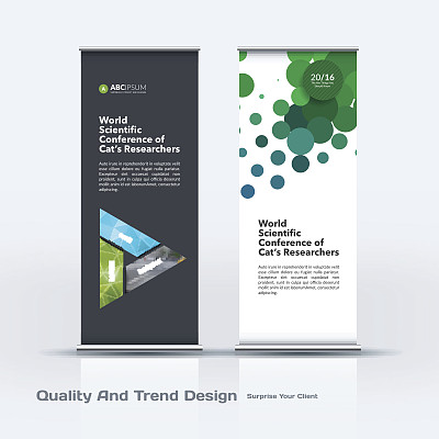 抽象的商业向量集现代卷立条幅设计模板与彩色三角形图片下载