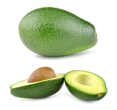 鳄梨。完整的一半。孤立在白色图片下载